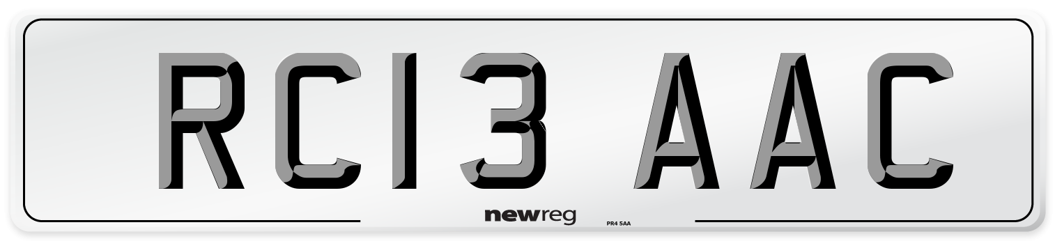RC13 AAC Number Plate from New Reg